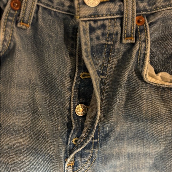 Re/Done Light Blue Distressed Straight Jeans - Picture 8 of 13